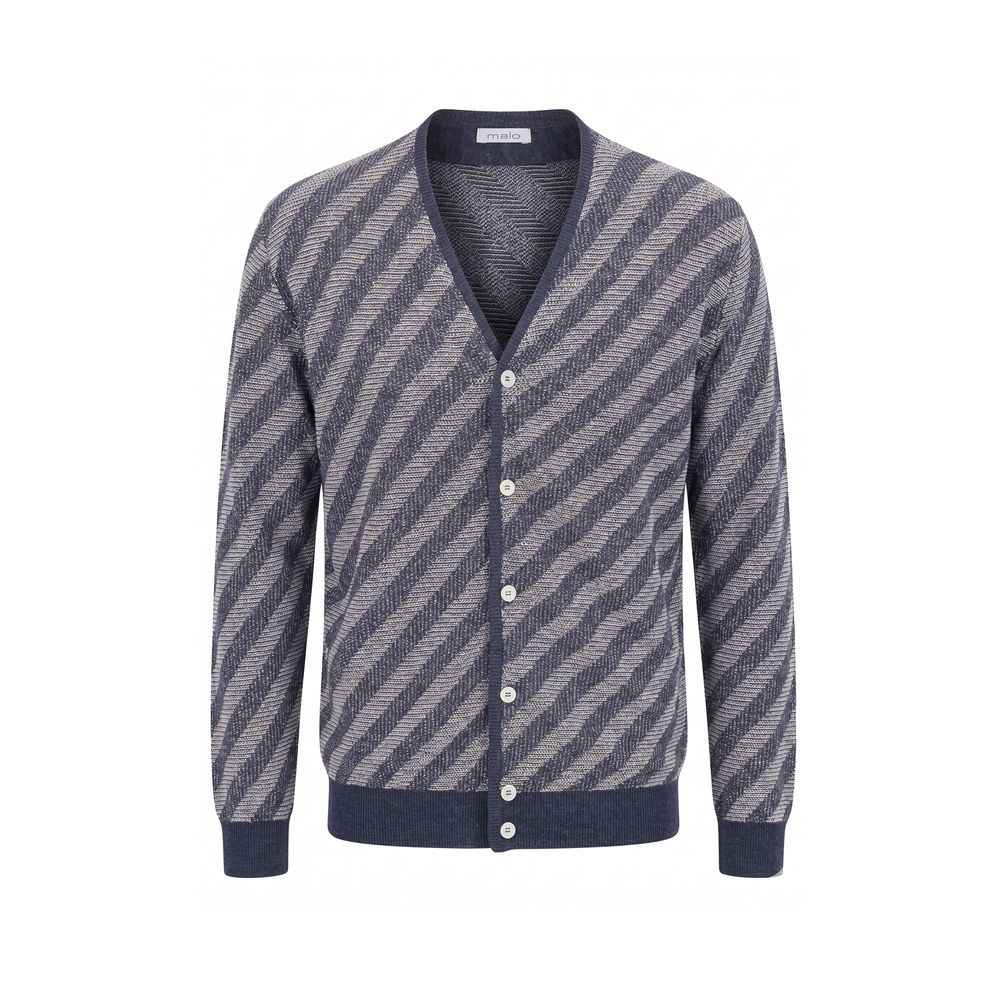 Malo Blue Linen Men Cardigan