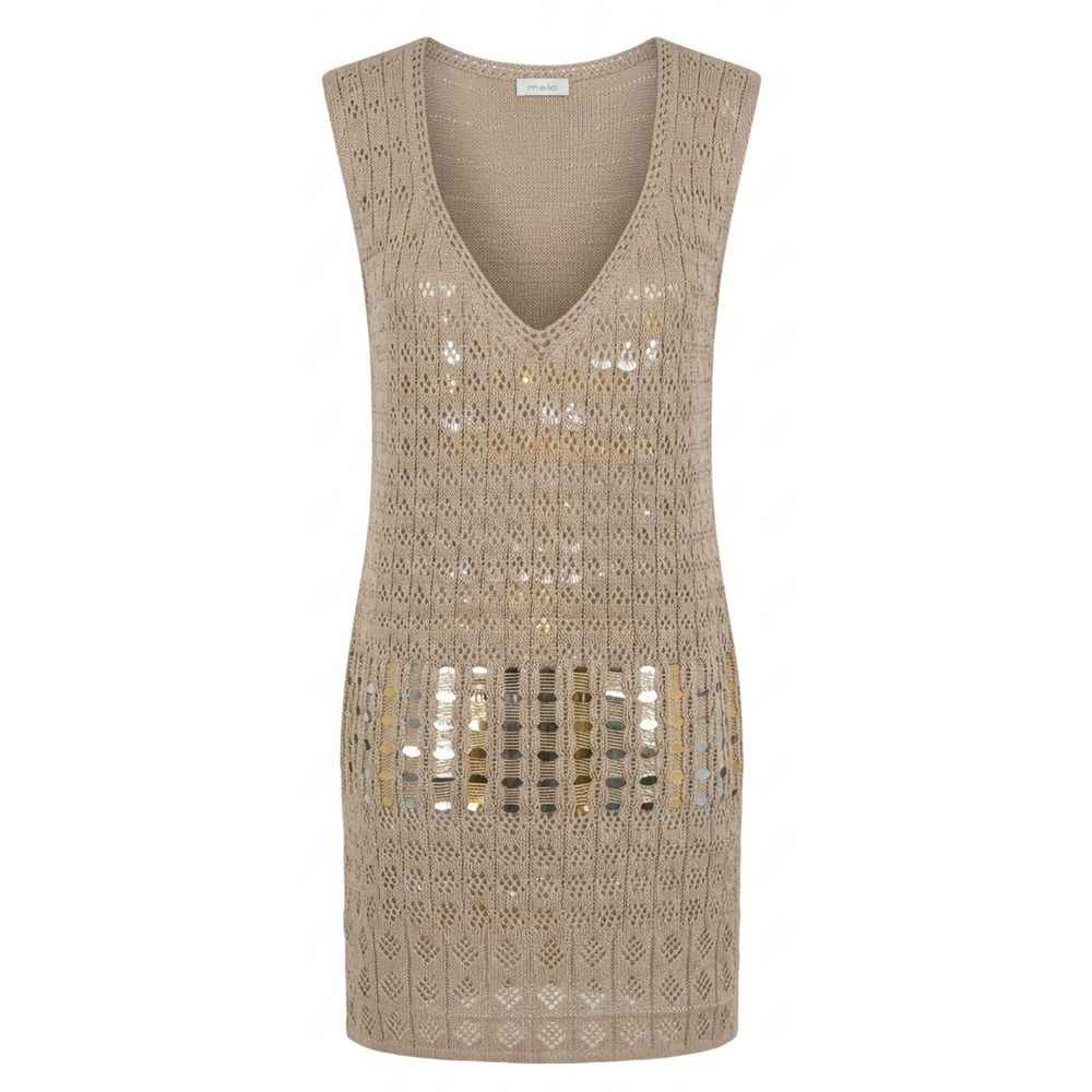 Malo Beige Cotton Women Dress