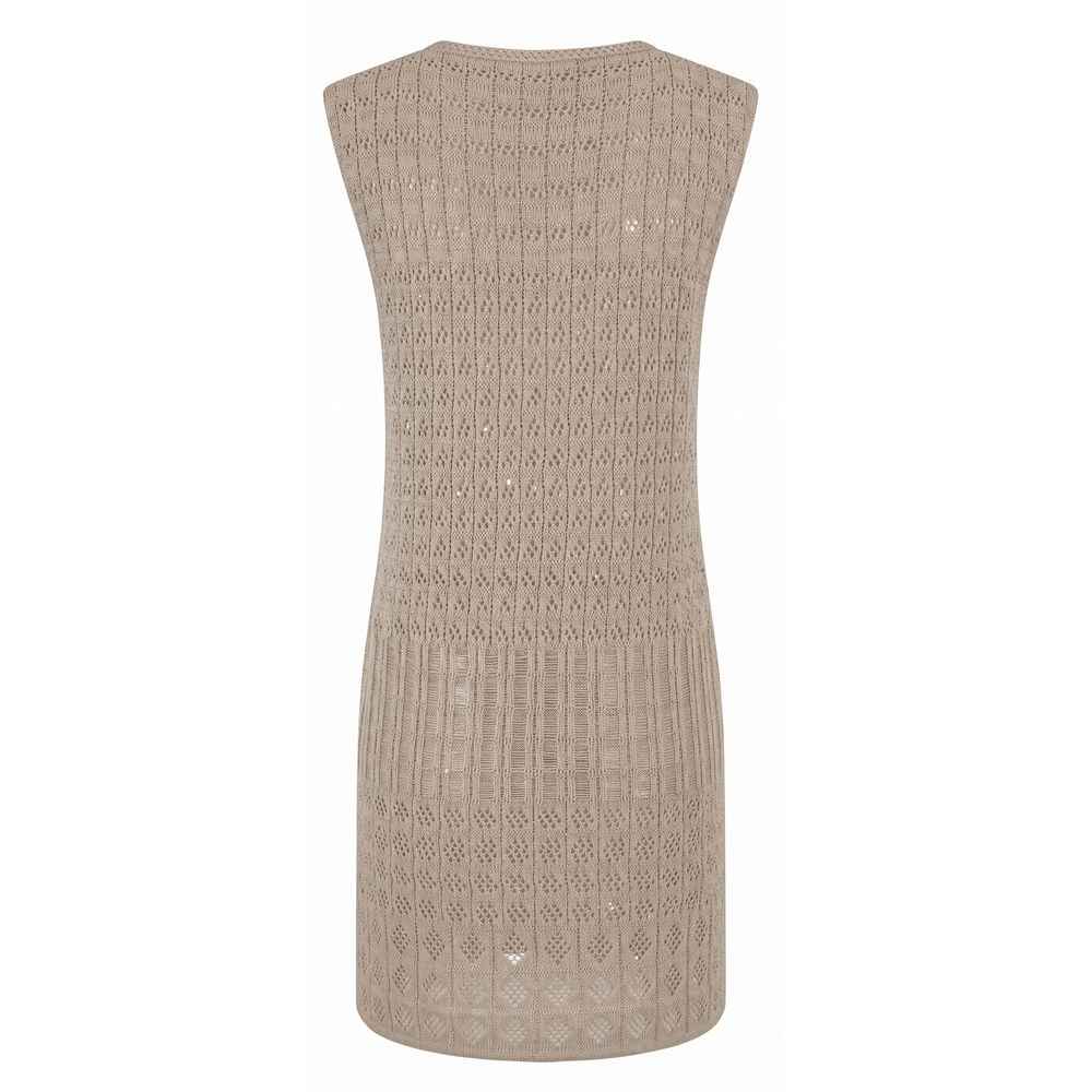 Malo Beige Cotton Women Dress