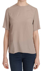 Dolce & Gabbana Beige Crew Neck Short Sleeve Blouse