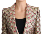 Dolce & Gabbana Gold Floral Sequined Blazer Coat Jacket