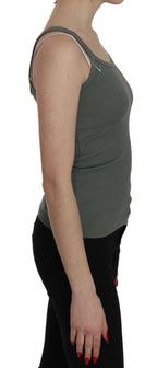 PINK MEMORIES Green Spaghetti Strap Slim Fit Casual Tank Top Blouse