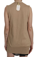 PINK MEMORIES Brown 100% Cotton Sleeveless Cardigan Top Vest