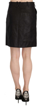 GF Ferre Black High Waist Curdoroy A-line Mini Skirt