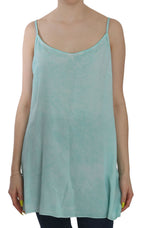 Ermanno Scervino Blue Sleeveless Spaghetti Dress Blouse
