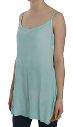 Ermanno Scervino Blue Sleeveless Spaghetti Dress Blouse