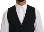 Dolce & Gabbana Blue Wool Waistcoat Formal Gilet Vest