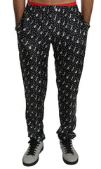 Dolce & Gabbana Silk Black Musical Instrument Trouser Pants