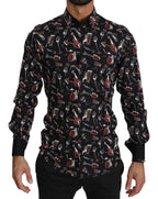 Dolce & Gabbana Black Musical Instrument Slim fit Shirt