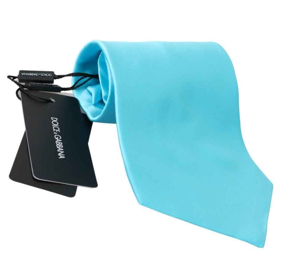 Dolce & Gabbana Light Blue Wide Mens Necktie Accessory 100% Silk Tie