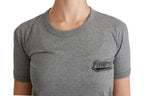 Dolce & Gabbana Gray Crewneck Amore Patch Cotton Top T-shirt