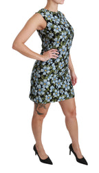 Dolce & Gabbana Blue Floral Brocade Gown Shift Dress