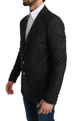 Dolce & Gabbana Gray Plaid Check Slim Fit Jacket Blazer