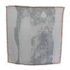 Costume National Gray Orange Silk Floral Foulard Wrap Scarf