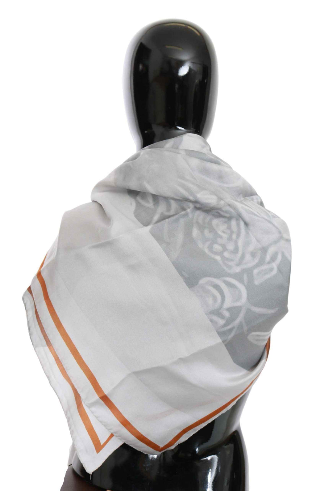 Costume National Gray Red Silk Shawl Foulard Wrap Scarf