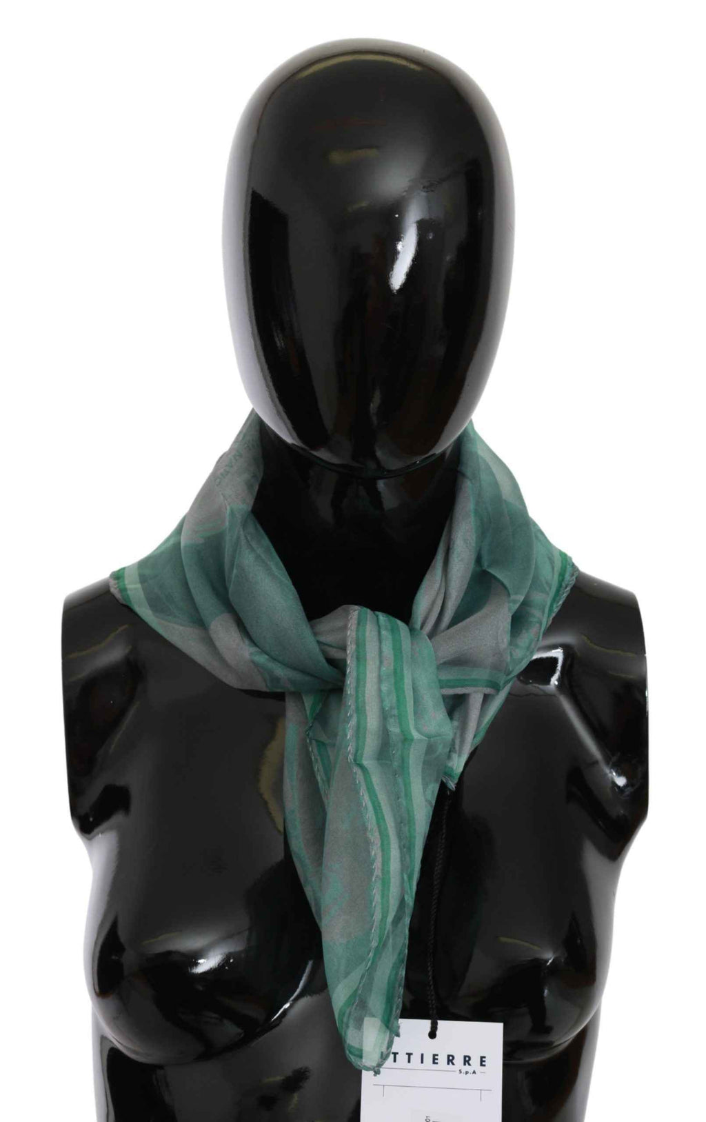 Costume National Green Silk Shawl Foulard Wrap Scarf