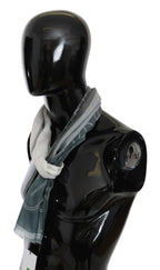 GF Ferre Gray Wool Viscose Foulard Patterned Branded Scarf