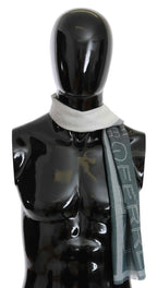 GF Ferre Gray Wool Viscose Foulard Patterned Branded Scarf