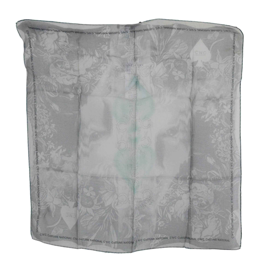 Costume National Gray Silk Shawl Foulard Wrap Scarf