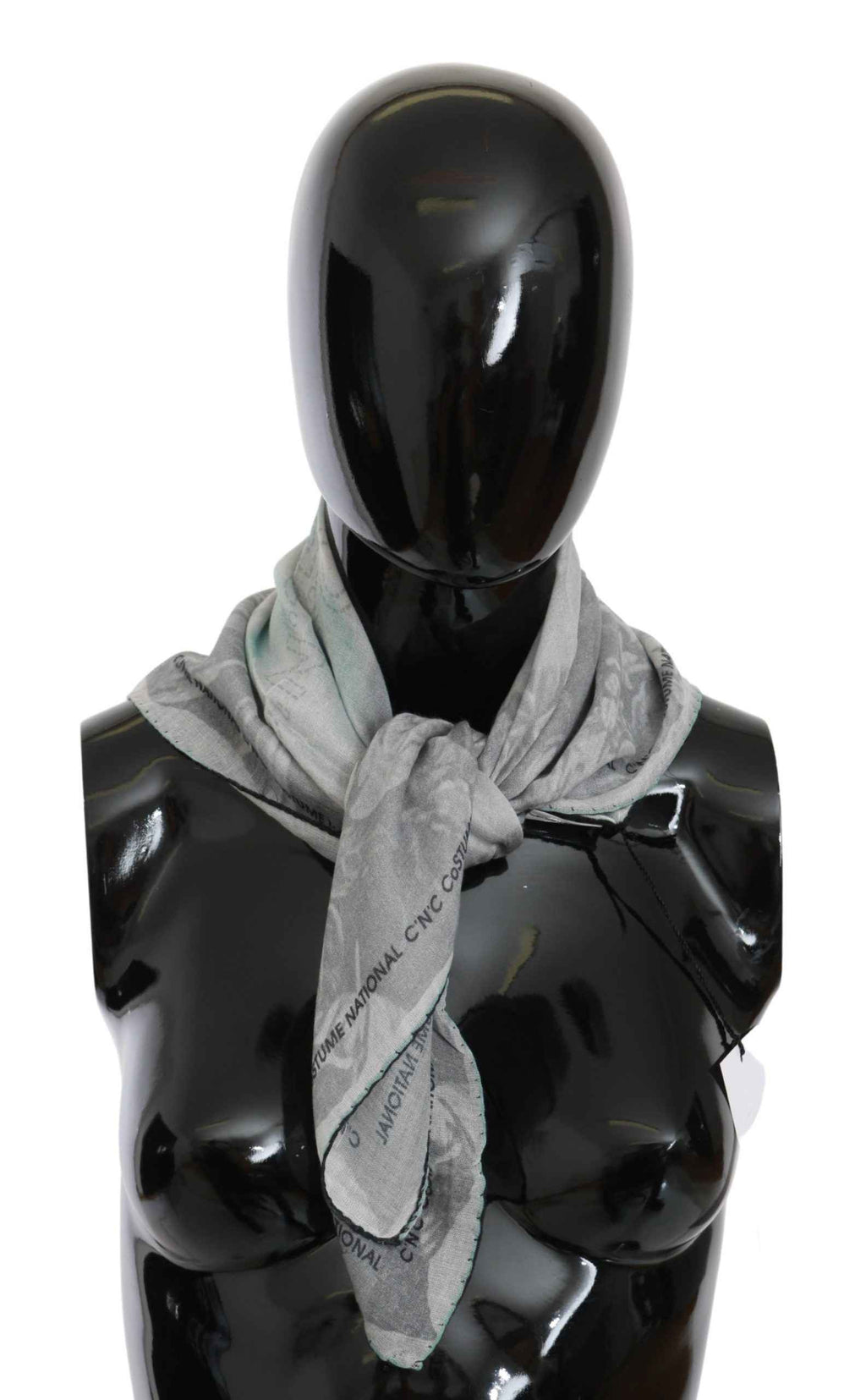 Costume National Gray Silk Shawl Foulard Wrap Scarf
