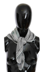Costume National Gray Silk Shawl Foulard Wrap Scarf