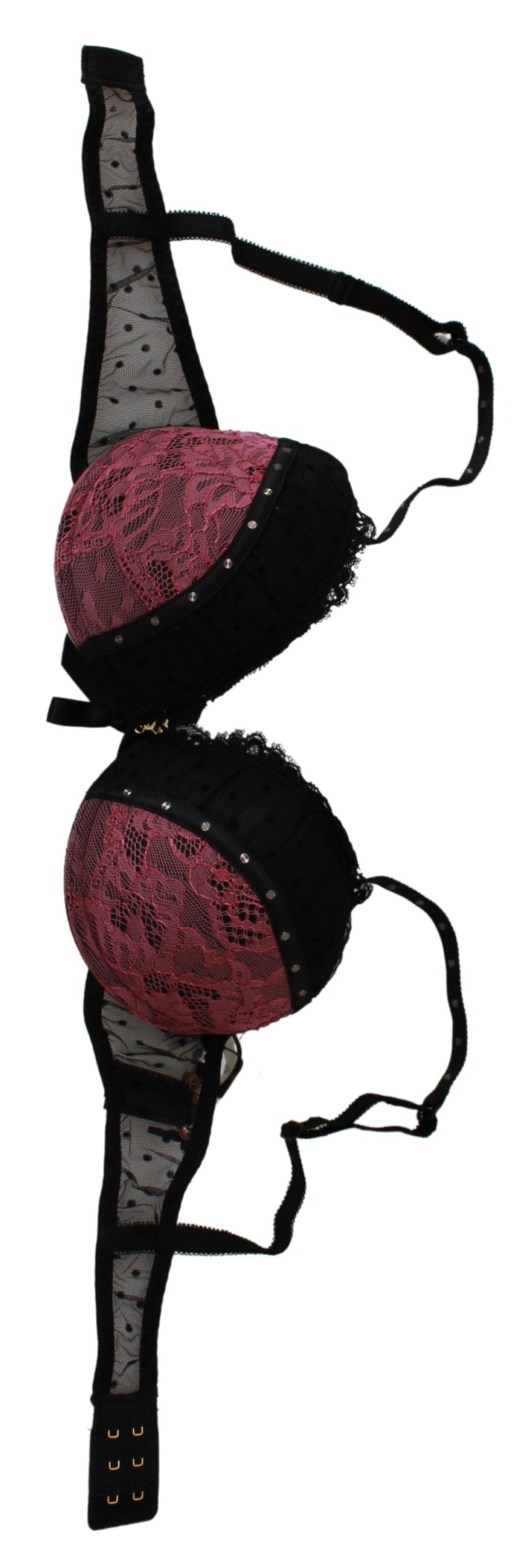 Roberto Cavalli Black Pink Lace Push Up Bra Underwear