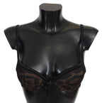Roberto Cavalli Black Leopard Nylon Push Up Bra Underwear