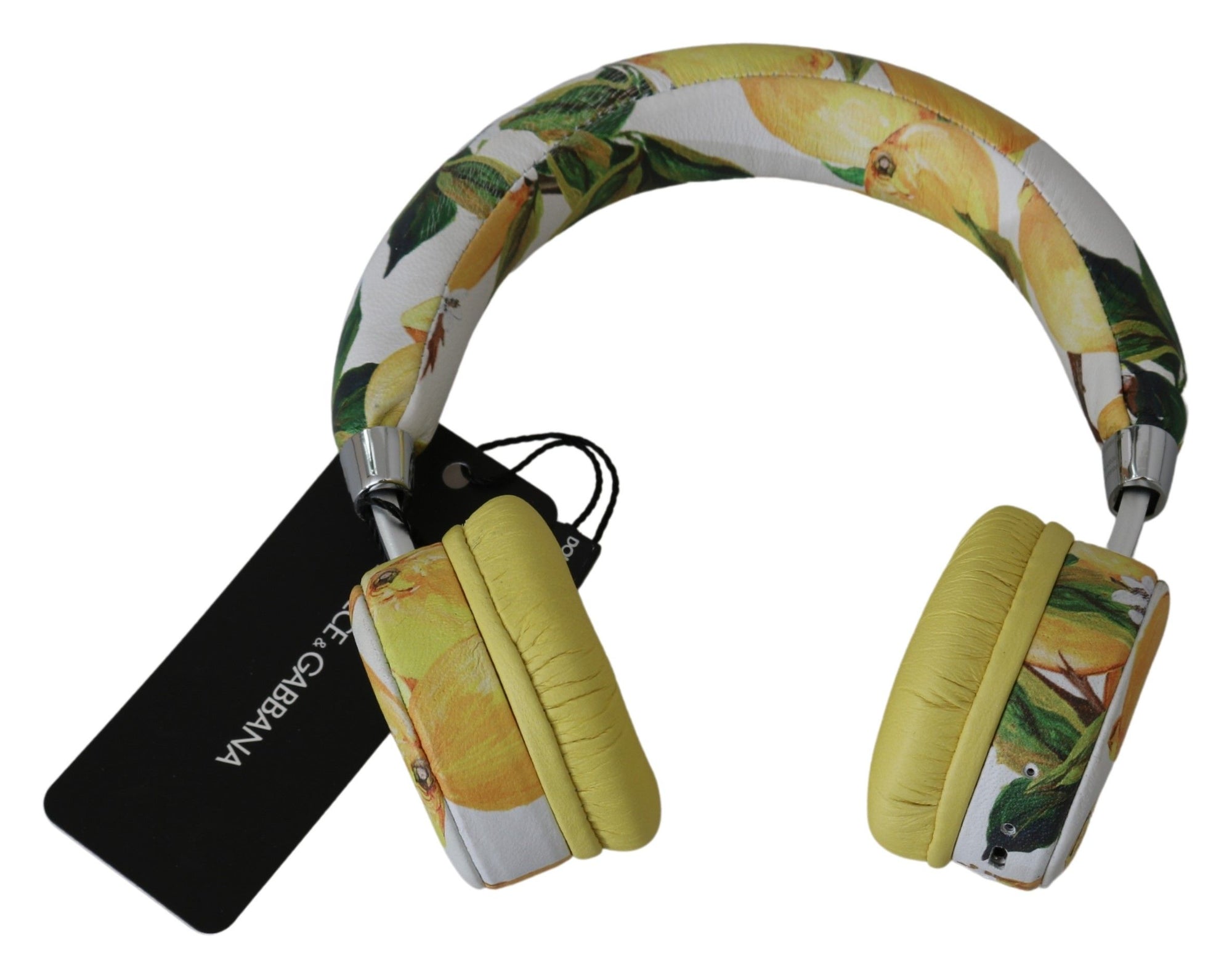 Dolce & Gabbana White Yellow Lemon Print Headset Headphones - Maison Luxe