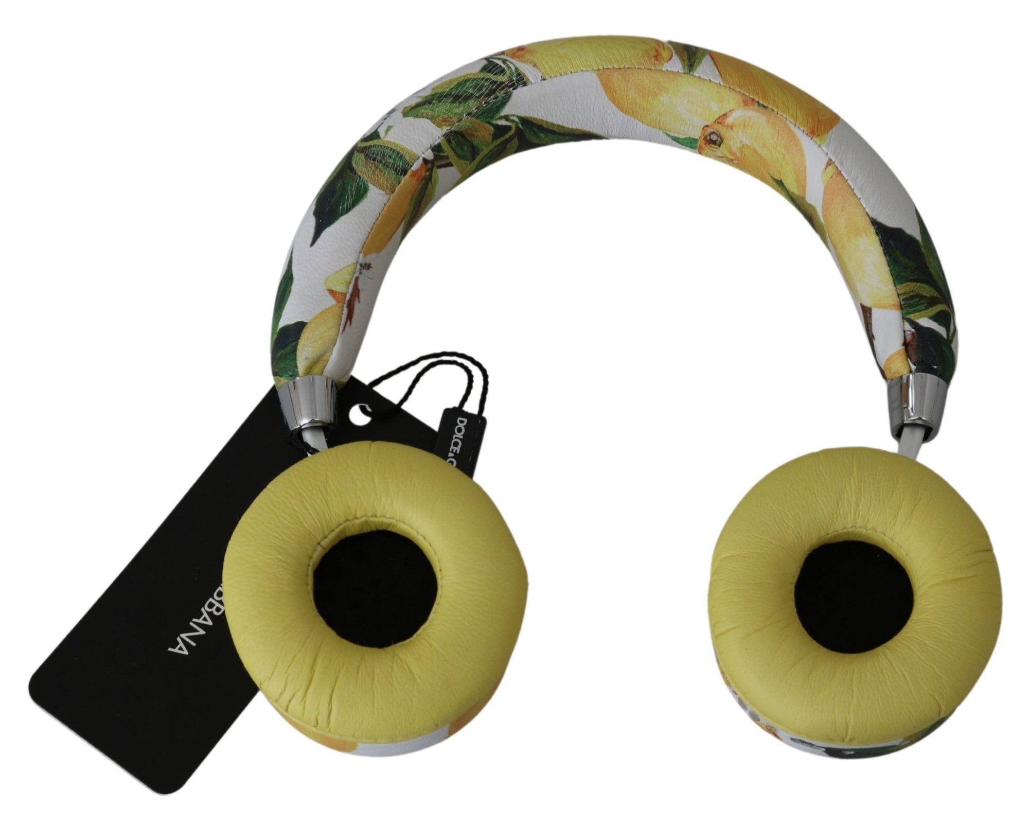 Dolce & Gabbana White Yellow Lemon Print Headset Headphones - Maison Luxe