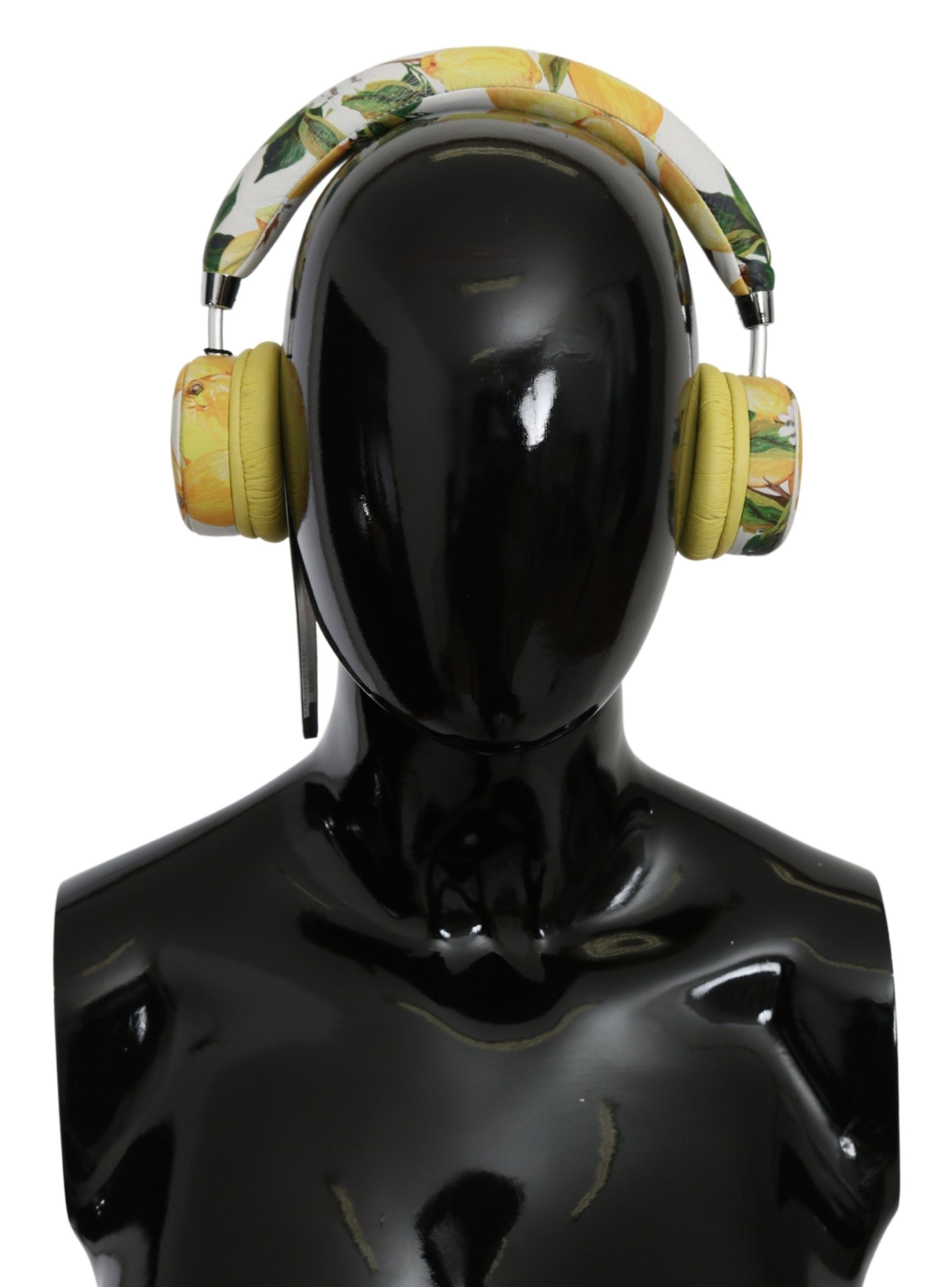 Dolce & Gabbana White Yellow Lemon Print Headset Headphones - Maison Luxe