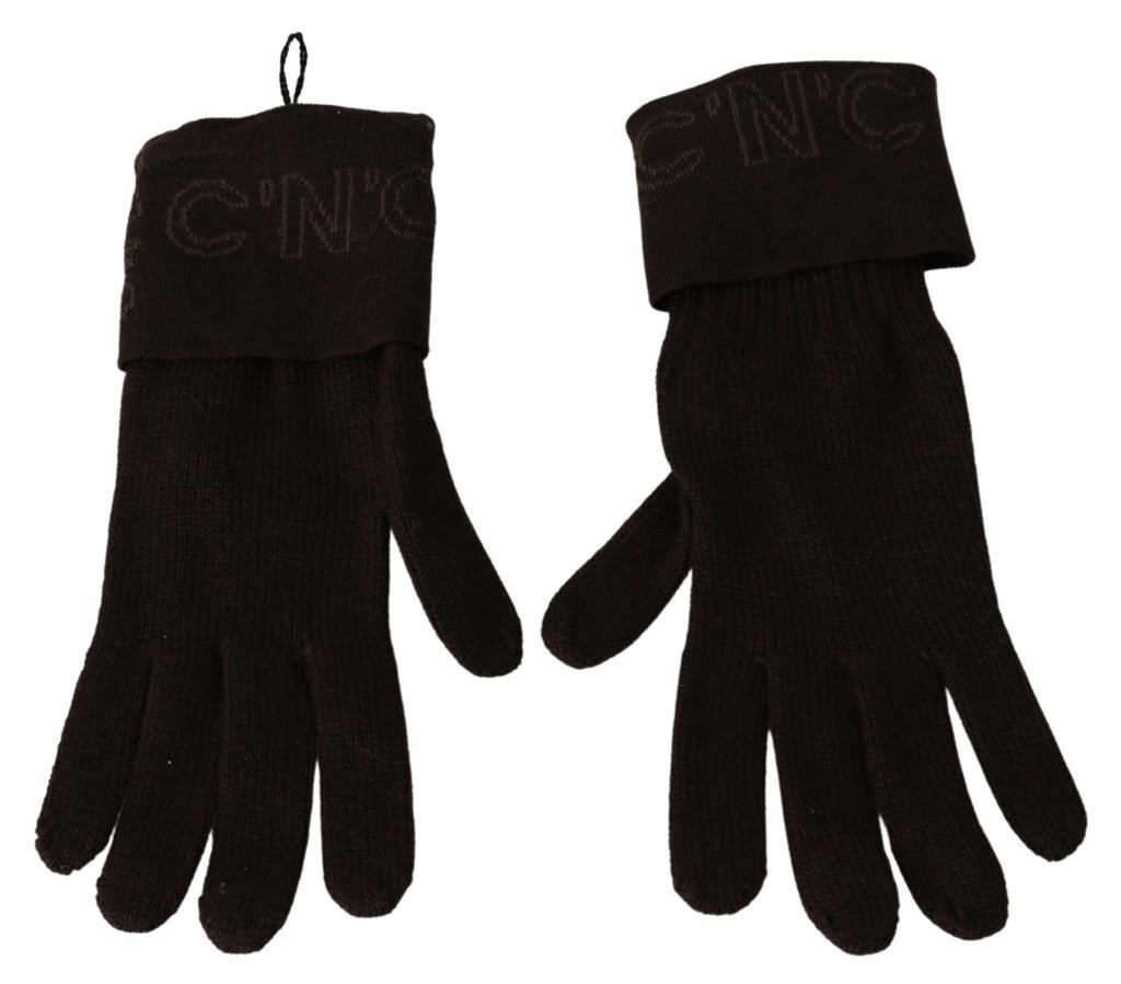 Costume National Brown Wool Knitted One Size Wrist Length Gloves - Maison Luxe