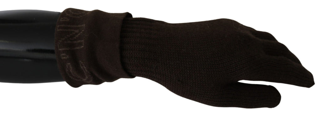 Costume National Brown Wool Knitted One Size Wrist Length Gloves - Maison Luxe
