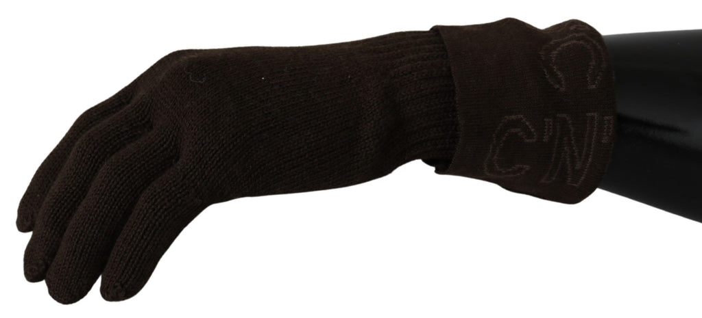 Costume National Brown Wool Knitted One Size Wrist Length Gloves - Maison Luxe