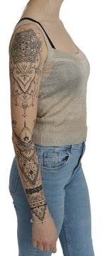 BYBLOS Beige Sleeveless Spaghetti Strap Tank See Through Top