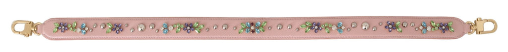 Dolce & Gabbana Pink Leather Crystal Stud Accessory Shoulder Strap - Maison Luxe
