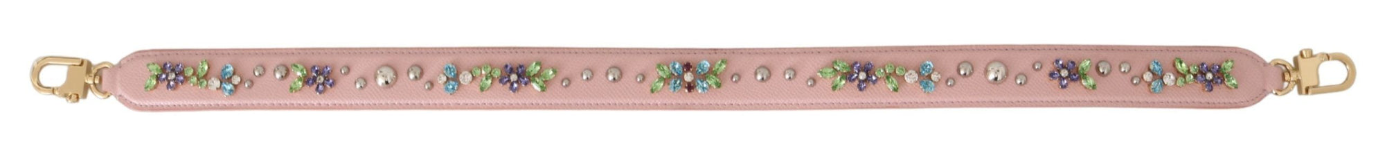 Dolce & Gabbana Pink Leather Crystal Stud Accessory Shoulder Strap - Maison Luxe