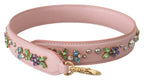 Dolce & Gabbana Pink Leather Crystal Stud Accessory Shoulder Strap - Maison Luxe