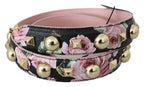 Dolce & Gabbana Pink Floral Leather Stud Accessory Shoulder Strap - Maison Luxe