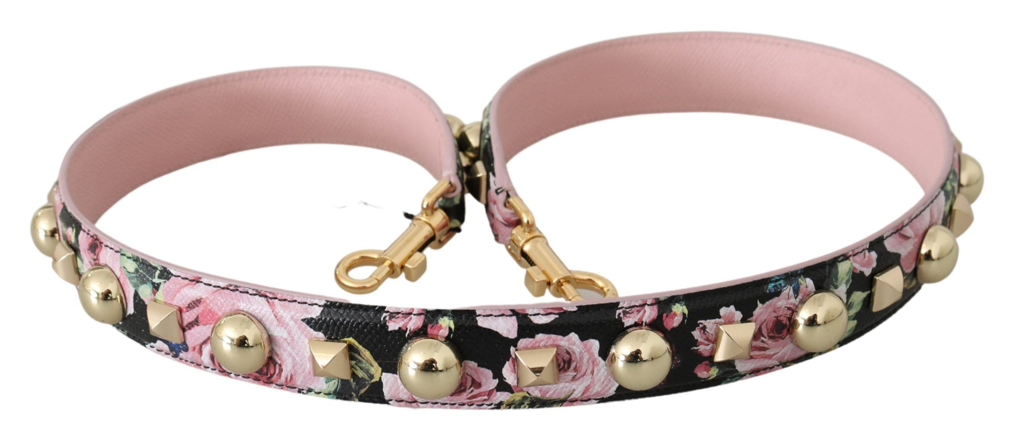 Dolce & Gabbana Pink Floral Leather Stud Accessory Shoulder Strap - Maison Luxe