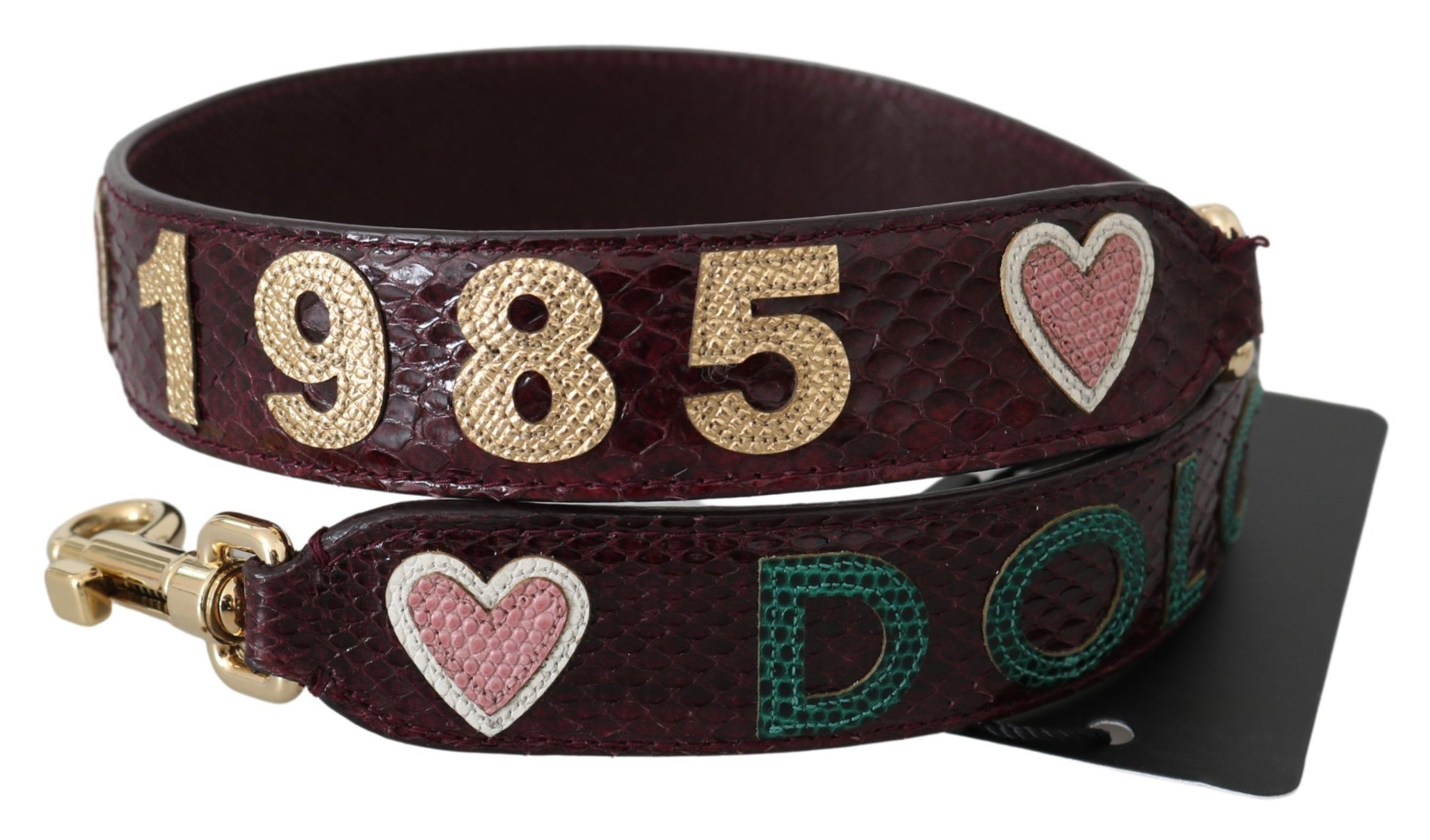 Dolce & Gabbana Bordeaux Exotic Skin Leather Belt Shoulder Strap - Maison Luxe