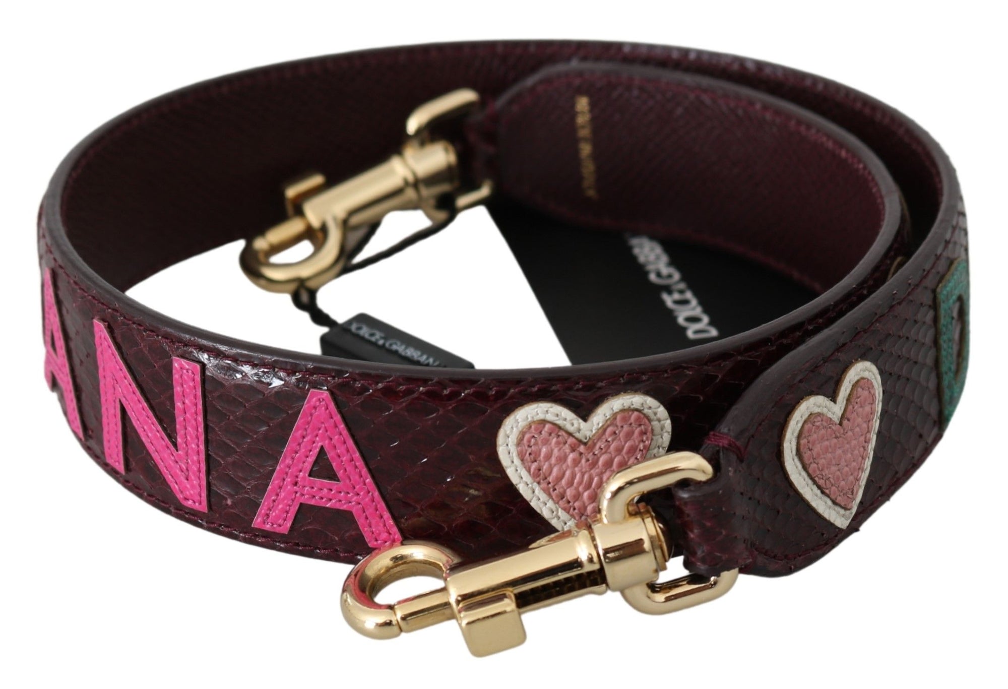 Dolce & Gabbana Bordeaux Exotic Skin Leather Belt Shoulder Strap - Maison Luxe