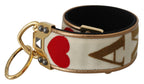 Dolce & Gabbana Gold White Textile Leather AMORE Shoulder Strap - Maison Luxe