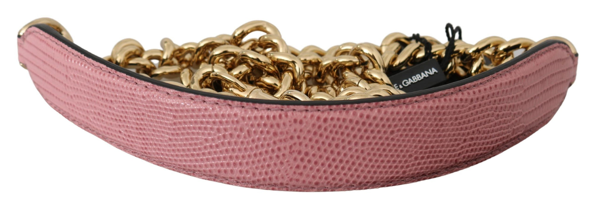 Dolce & Gabbana Pink Leather Gold Chain Accessory Shoulder Strap - Maison Luxe