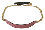 Dolce & Gabbana Pink Leather Gold Chain Accessory Shoulder Strap - Maison Luxe
