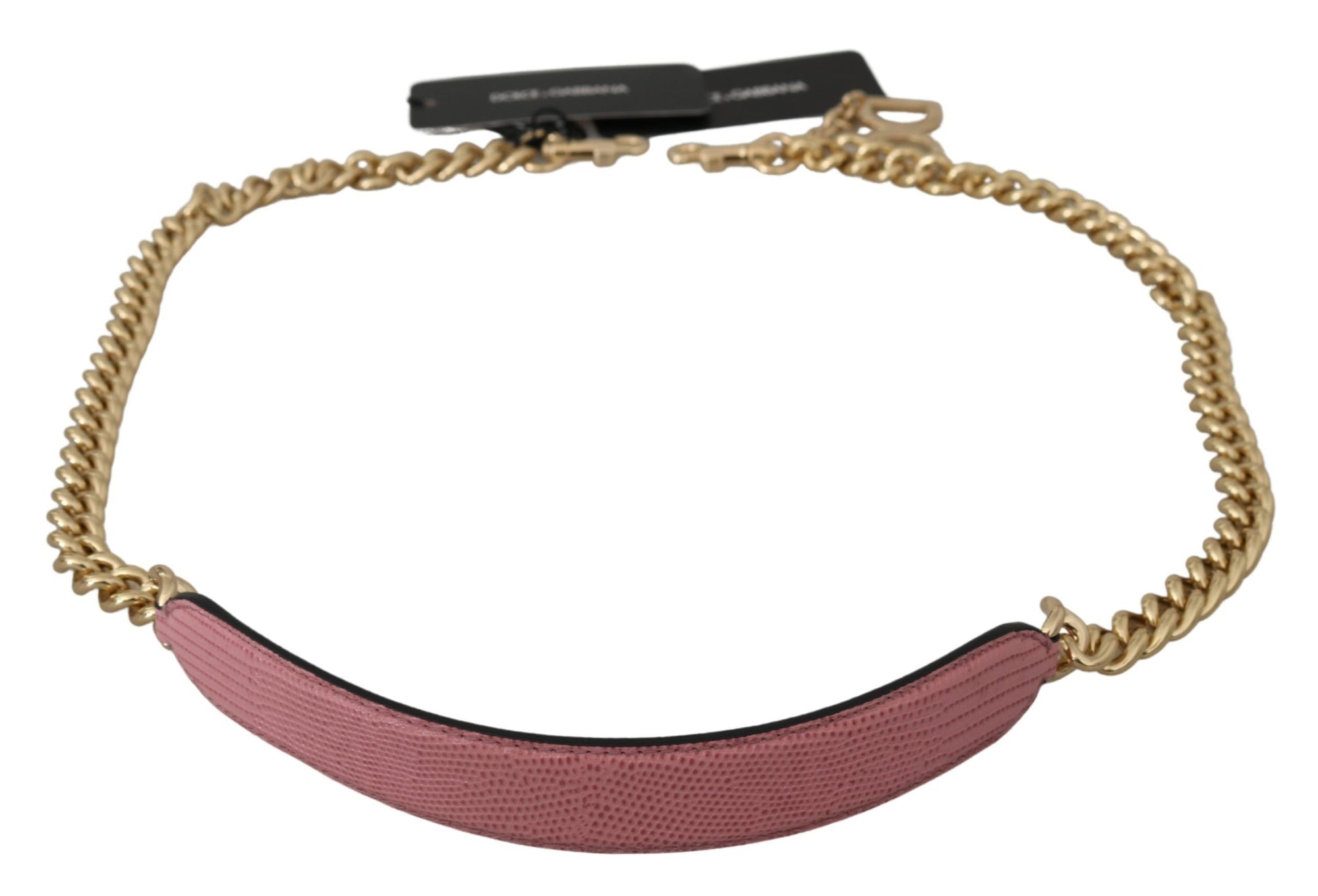 Dolce & Gabbana Pink Leather Gold Chain Accessory Shoulder Strap - Maison Luxe