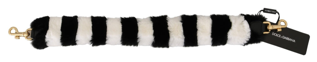 Dolce & Gabbana Black White Lapin Fur Accessory Shoulder Strap - Maison Luxe