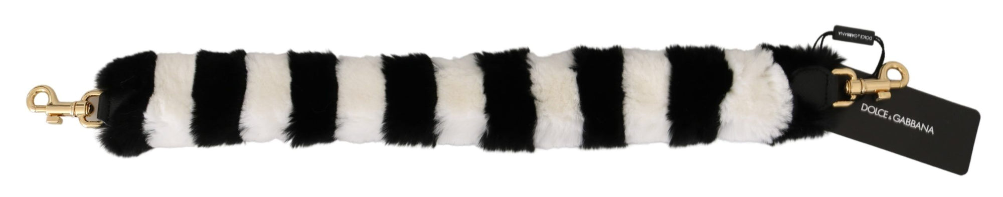 Dolce & Gabbana Black White Lapin Fur Accessory Shoulder Strap - Maison Luxe