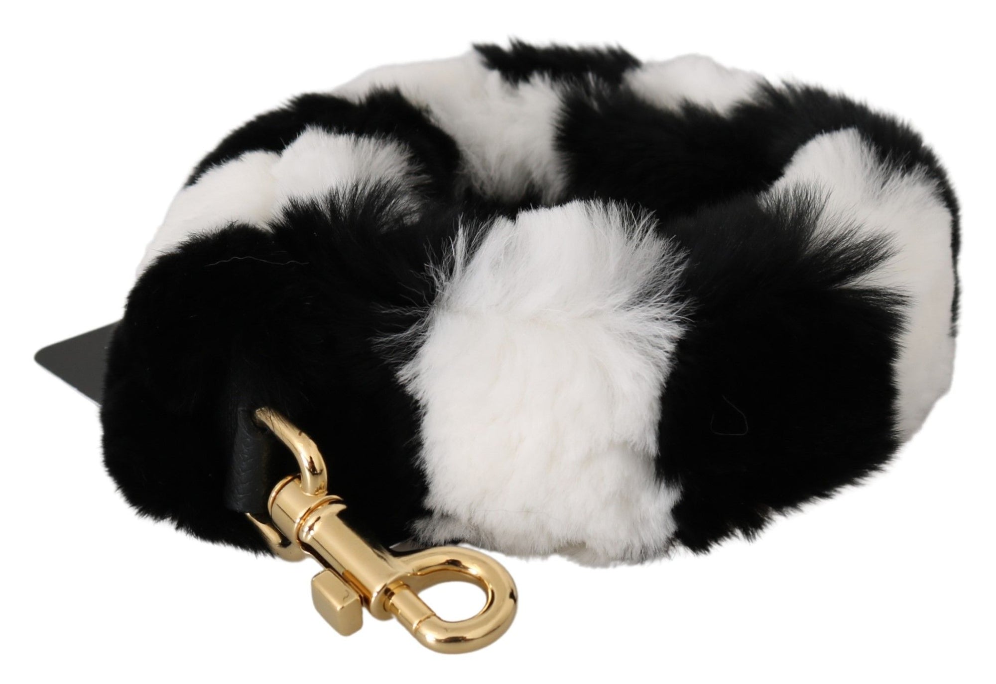 Dolce & Gabbana Black White Lapin Fur Accessory Shoulder Strap - Maison Luxe