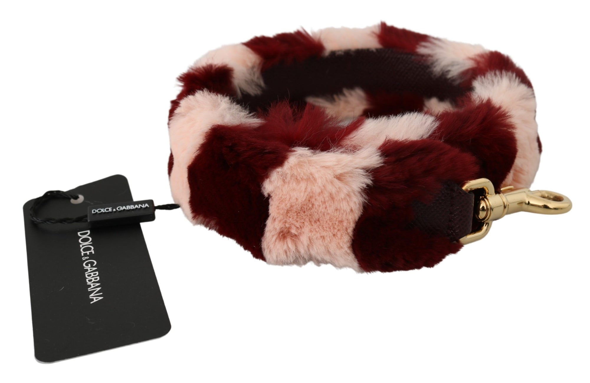 Dolce & Gabbana Pink Red Lapin Fur Accessory Shoulder Strap - Maison Luxe