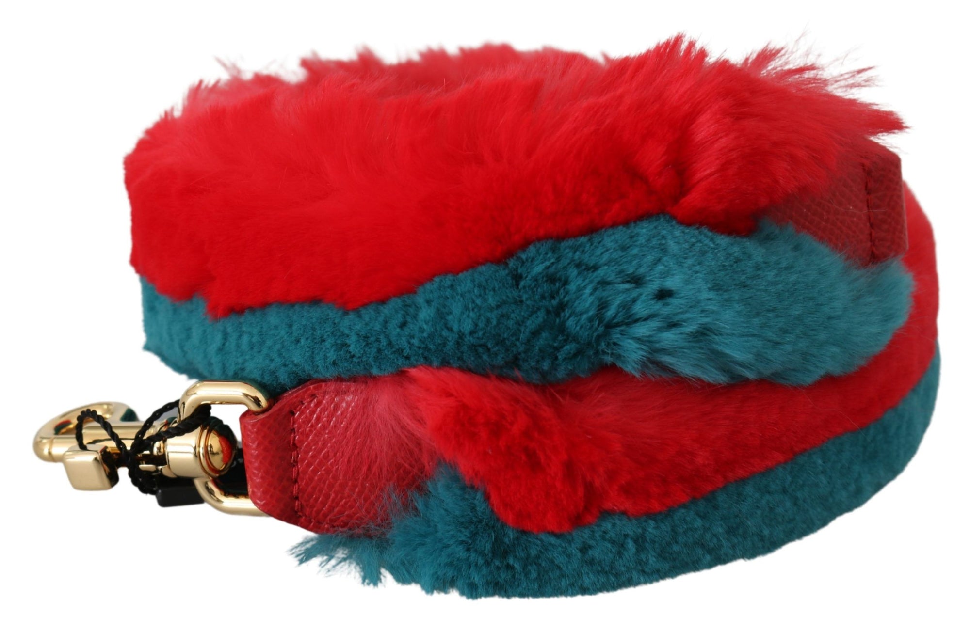 Dolce & Gabbana Red Blue Rabbit Fur Leather Shoulder Strap - Maison Luxe